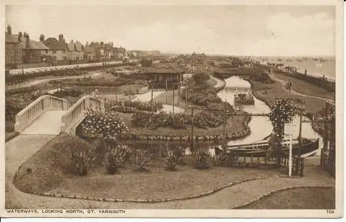 PC32679 Wasserstraßen. Blick nach Norden. Gt. Yarmouth. Fotografie. 1955