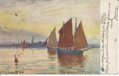 PC25964 Fischerboote vor Ryde. Tuck. Aquarette. Nr. 6253. 1904