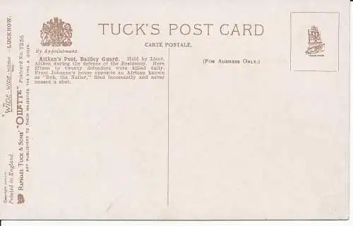 PC33042 Aitkens Post. Bailley Guard Gate. Lucknow. Tuck. Öle. Nr. 7236