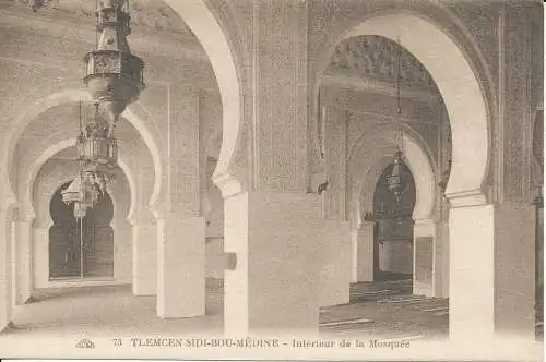 PC28296 Tlemcen Sidi Bou Medine. Innenraum der Moschee. Photomechanik. Nr. 73