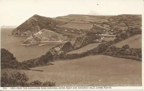 PC32844 Blick von der Ilfracombe Road mit Lester Point und Hangman Hills. Co