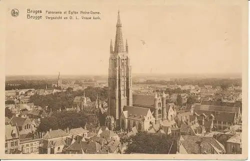 PC27267 Brügge. Panorama und Kirche Notre Dame. Ern. Thill