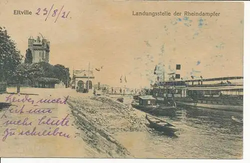 PC31627 Eltville. Landungsstelle des Rheindampfers. Ludwig Feist. 1921