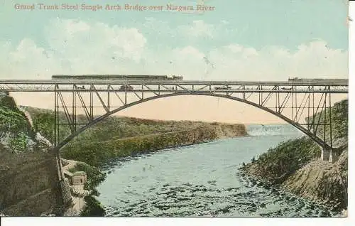 PC27099 Grand Trunk Stahl Single Bogen Brücke über den Niagara River. Valentinstag. 1908