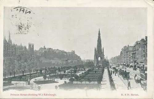 PC32845 Princes Street Looking W. Edinburgh. B. und R. 1904