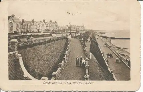 PC25210 Sands und East Cliff. Clacton auf See. Valentinstag. 1915