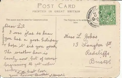 PC25210 Sands und East Cliff. Clacton auf See. Valentinstag. 1915