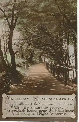 PC24199 Grußpostkarte. Geburtstagserinnerungen. Gasse. Regent. 1926
