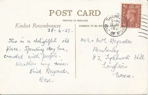 PC29254 Altes Dorf. Shanklin. I. O.W. Nr. 214. 1951