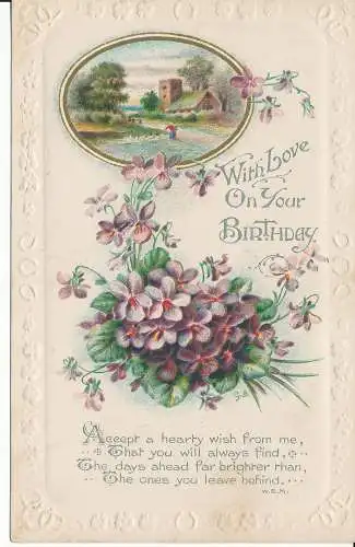 PC28480 Grußkarte. Mit Liebe an Ihrem Geburtstag. W. und K. London. 1922