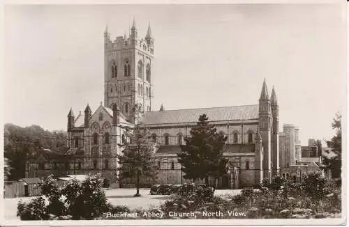 PC29364 Buckfast Abbey Church. Nordansicht. Lachs. 1945