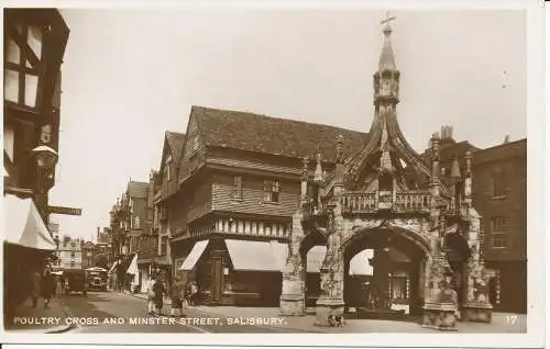 PC26635 Geflügelkreuz und Minster Street. Salisbury. Nr. 17. RP