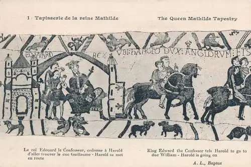 PC35144 Der Wandteppich von Queen Mathilde. König Edward der Beichtvater befiehlt Harold zu gehen
