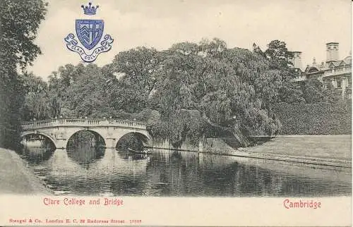 PC28888 Clare College und Brücke. Cambridge. Stengel. Nr. 19228