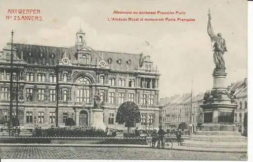PC31534 Antwerpen. Atheneum im Denkmaal Fransche Furie. Nr. 23. 1911