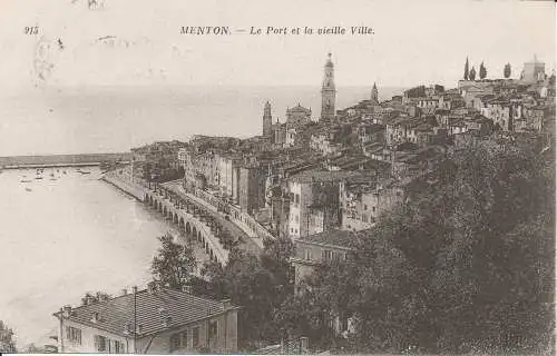 PC28329 Menton. Der Hafen und die Altstadt. Neurdein. Nr. 915. 1921