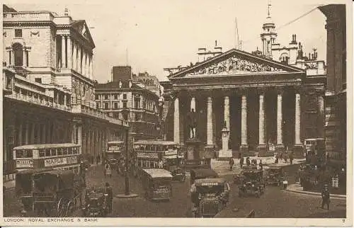 PC29127 London. Royal Exchange und Bank. Photochrom. Nr. 9