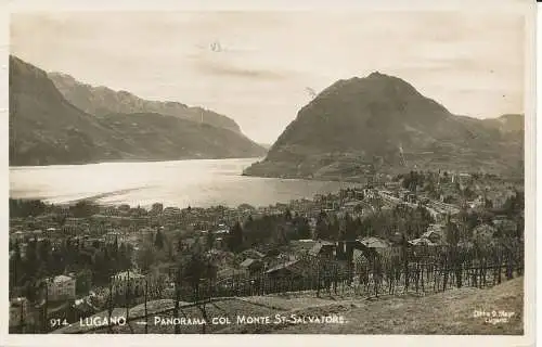 PC31786 Lugano. Panorama mit dem Monte St. Salvatore. Firma G. Mayr