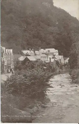 PC32866 Die Luchs von der Brücke. Lynmouth. Lachs. Sepio