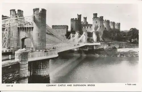 PC29286 Conway Castle und Hängebrücke. Tuck. RP