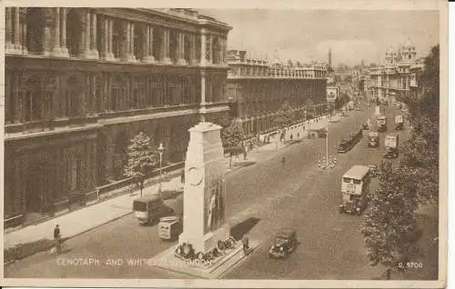 PC30844 Cenotaph und Whitehall. London. Valentinstag. Samtgravur. Nr. G.9700.