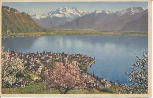 PC27077 Montreux und Dents du Midi. O. Schneider. 1949