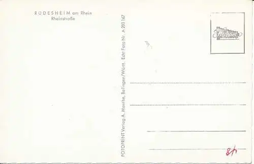 PC31417 Rudesheim am Rhein. Rheinstrasse. A. Mauthe. Nr. 200167. RP