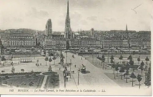 PC29837 Rouen. Place Cornot, Pont Boieldieu und Kathedrale. LL. Nr. 142