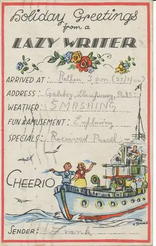 PC27575 Weihnachtsgrüße von einem faulen Schriftsteller. Jonner-Serie. 1946