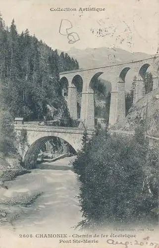 PC30136 Chamonix. Elektrische Eisenbahn Pont Ste Marie. Weste. 1907