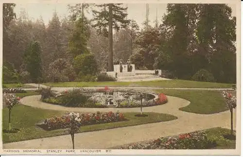 PC29813 Harding Memorial. Stanley Park Vancouver B. C. Die Gowen