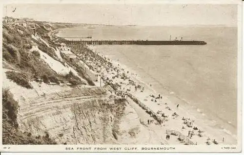 PC27536 Meerfront von West Cliff. Bournemouth. Tuck. 1949