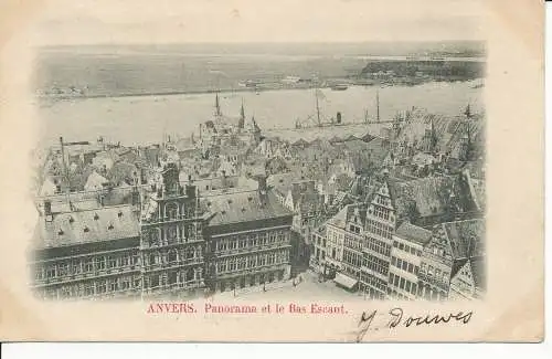 PC31734 Antwerpen. Panorama und die unteren Schelde