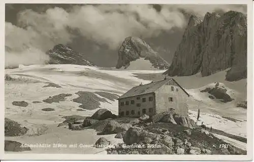 PC31912 Adamekhutte 2196m mit Gosaugletscher u. Dachstein 2993m. Nr. 1761. 1935