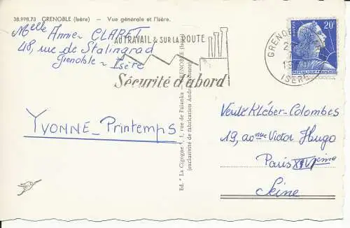 PC31519 Grenoble. Isere. Allgemeine Ansicht und Isere. Der Storch. 1959