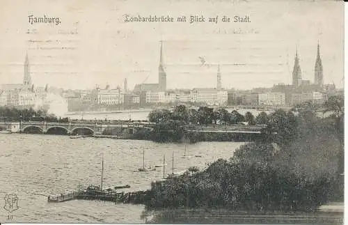 PC32106 Lomardsbrucke mit Blick auf die Stadt. 1906