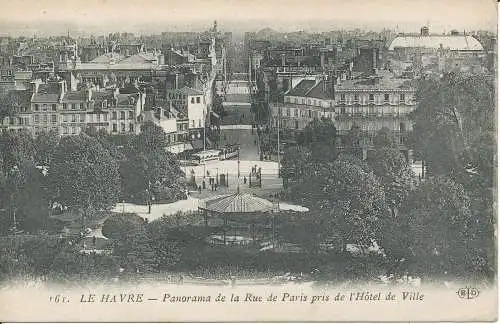 PC31590 Le Havre. Panorama der Rue de Paris aus dem Rathaus. Deley. N