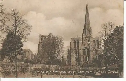 PC27562 Chichester-Kathedrale. Westfront von Bishops Garden. Barrett. 1918