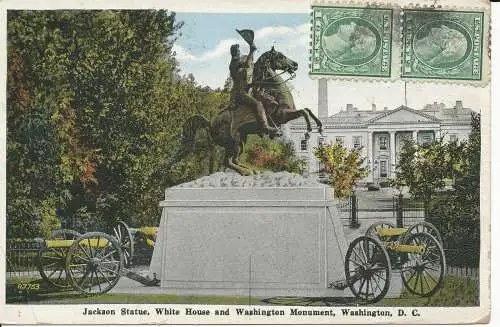 PC33761 Jackson Statue. Weißes Haus und Washington Monument. Washington. D. C. B