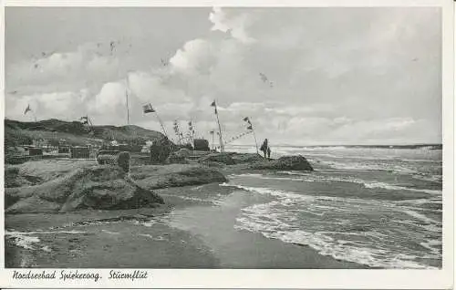 PC31789 Nordseebad Spiekeroog. Sturmflut. Jahre Cramers. 1952