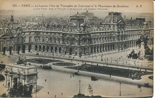 PC29914 Paris. Louvre Palace. Triumphbogen des Karussells und Gambetta Monu