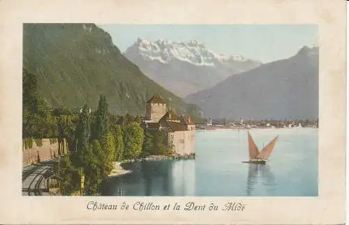 PC33721 Chateau de Chillon und der Dent du Midi. Fleischbrüder. 1912