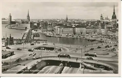 PC32113 Stockholm. Utsikt fran Katarinahissen. Nordisk Konst. 1953