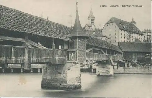 PC31796 Luzern. Spreuerbrucke. Photoglob. Nr. 658. 1923