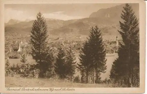 PC32292 Garmisch Partenkirchen vom Weg nach St. Martin. Hans Birkmeyer. Nr. 291