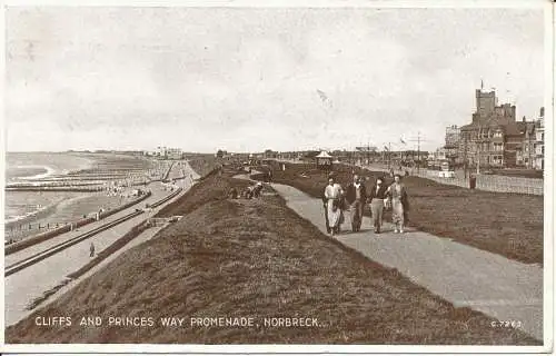 PC27578 Klippen und Princess Way Promenade. Norbreck. Fortschritt. Nr. G.7265. 1946