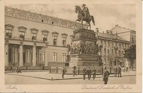 PC31635 Berlin. Denkmal Friedrichs d. Grossen. Rembrandt I.W.B. Nr. 104. 1924