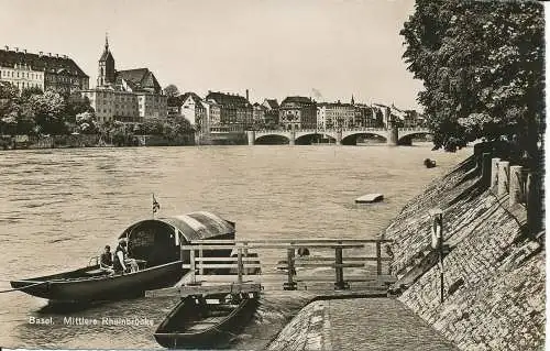 PC32198 Basel. Mittlere Rhelnbrucke. Photoglob. Nr. 3864. 1946