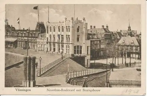 PC33757 Noordzee. Boulevard bringt Beursgebouw. Vlissingen. 1917