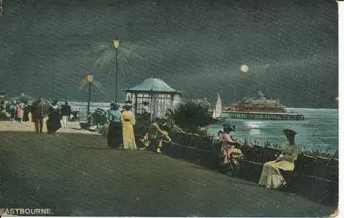 PC27625 Eastbourne. Nachts. Moonlight-Serie. Nr. 451. 1907